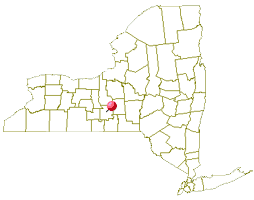 Map of New York with Tompkins Co. highlighted